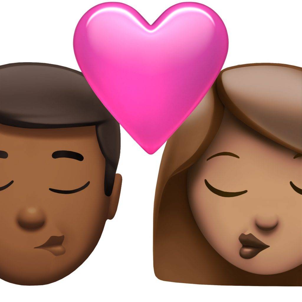 新Emoji Couple kissing — man and woman 男性與女性的情侶親吻