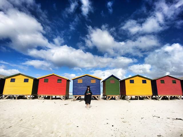 獨遊自拍技巧 Iphone後置，18mm，南非開普敦Muizenburg beach