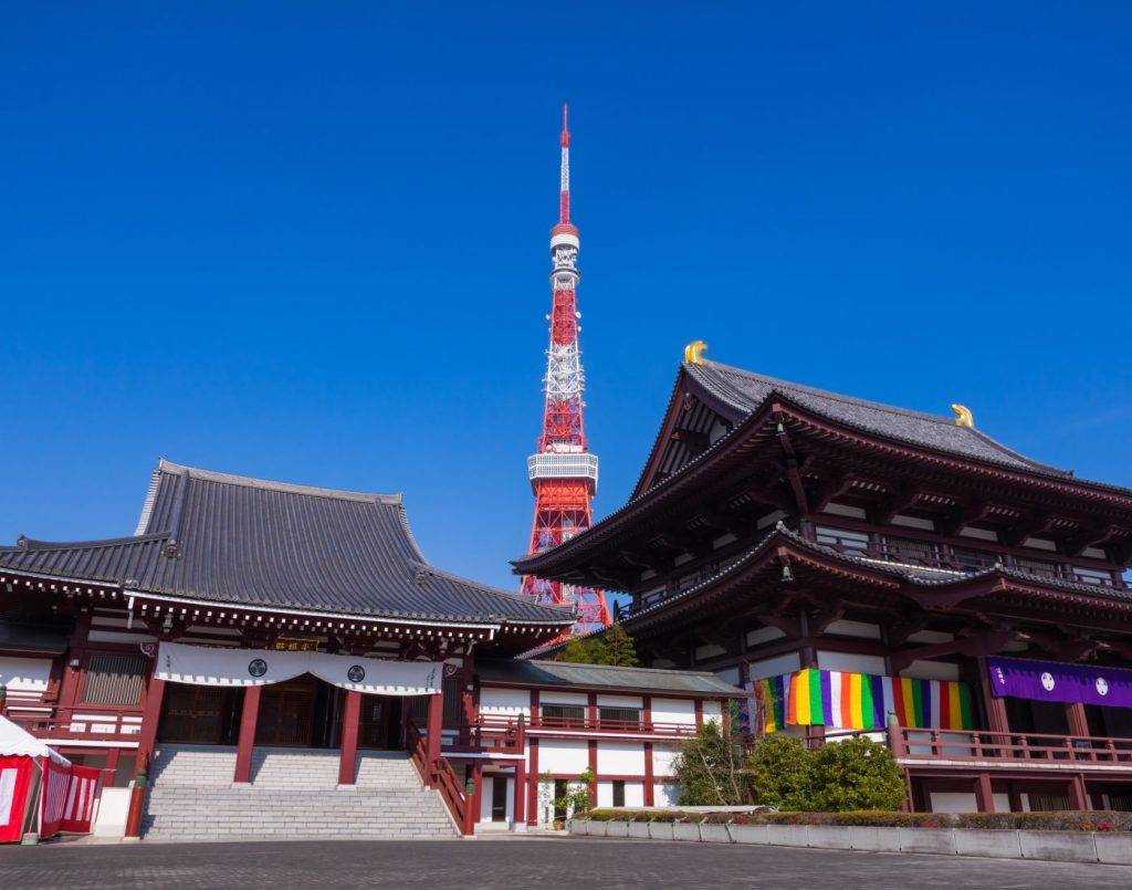 東京櫻花 增上寺鄰近東京鐵塔，到訪芝公園時可一併參觀
