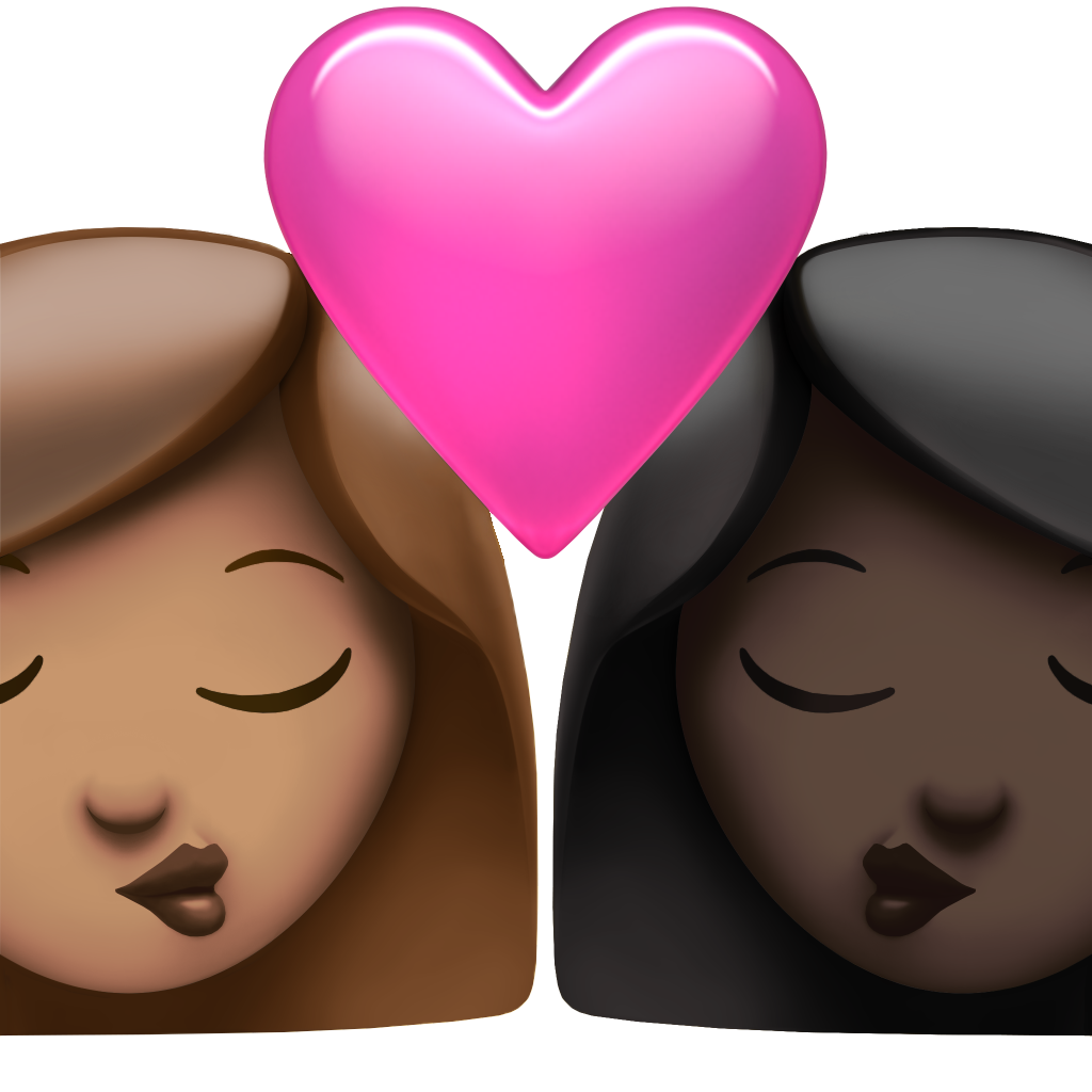 新Emoji Couple kissing—woman and woman 女性與女性的情侶親吻