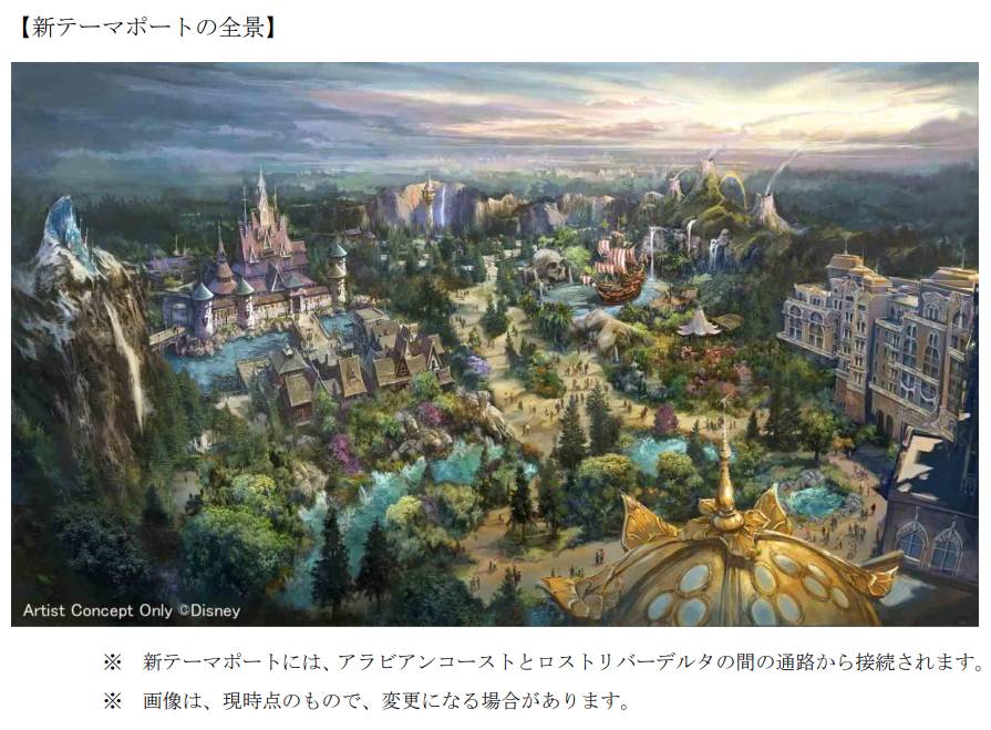 Fantasy Springs 東京迪士尼 東京迪士尼海洋 新主題樂園全景概念圖。
