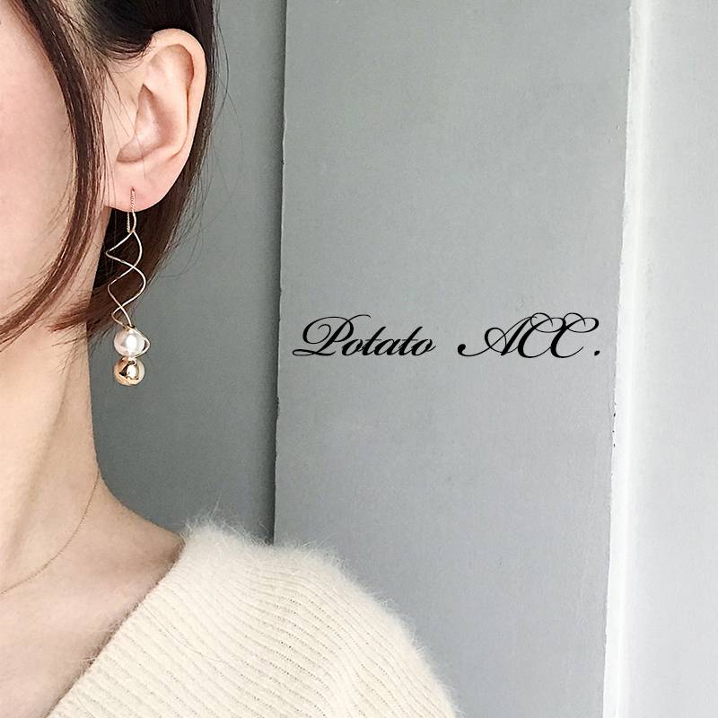 淘寶飾物 韓國氣質長款珍珠螺旋狀耳飾 ¥29/對（約HK） (按此購買)
