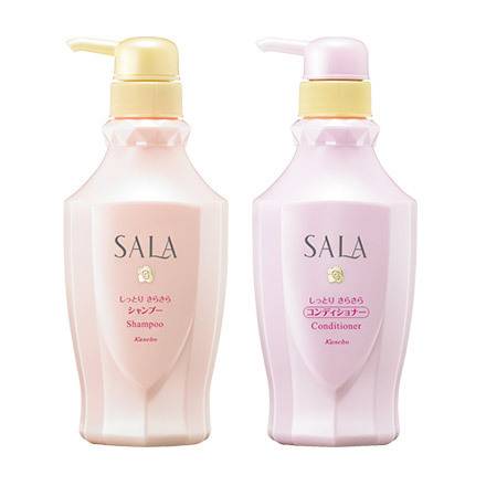 日本洗頭水 Kanebo SALA保濕清爽洗頭水＋護髮素（參考價：洗頭水：779円/400ml、護髮素：779円/400ml）