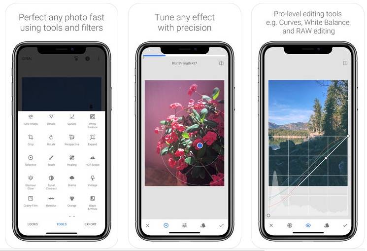 iPhone拍攝技巧 Snapseed｜提供完整的影像編修功能。