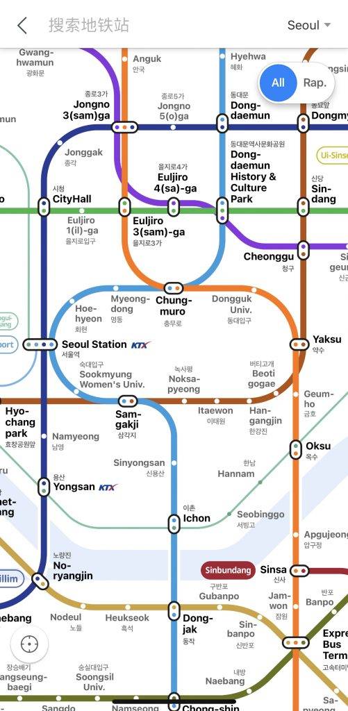 韓國 旅行 app 而地鐵路線圖就仍然是韓語及英文顯示。