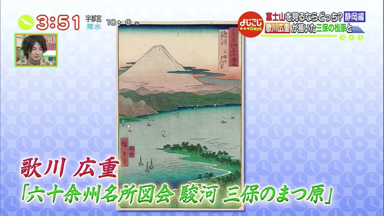 富士山最佳觀賞地點 日本著名浮世繪畫家歌川廣重嘅畫作，所描繪嘅就係呢一片景色！