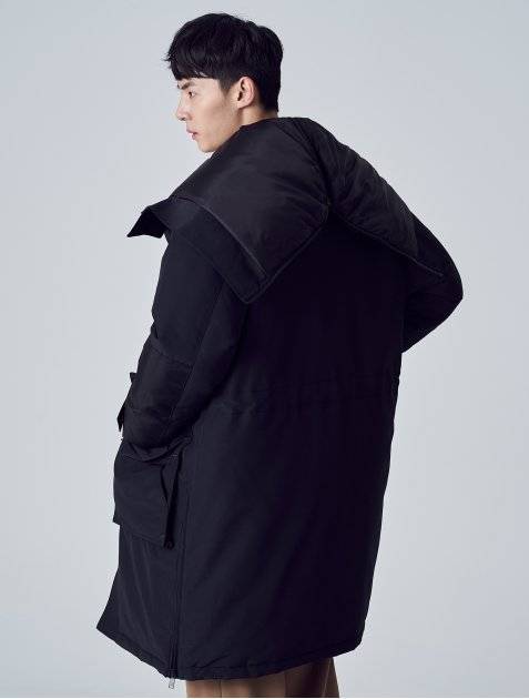 韓國買羽絨 黑色鴨絨長羽絨服（블랙 솔리드 포켓 오리털 롱 패딩 점퍼）售價：₩239,900/約HKimg class=