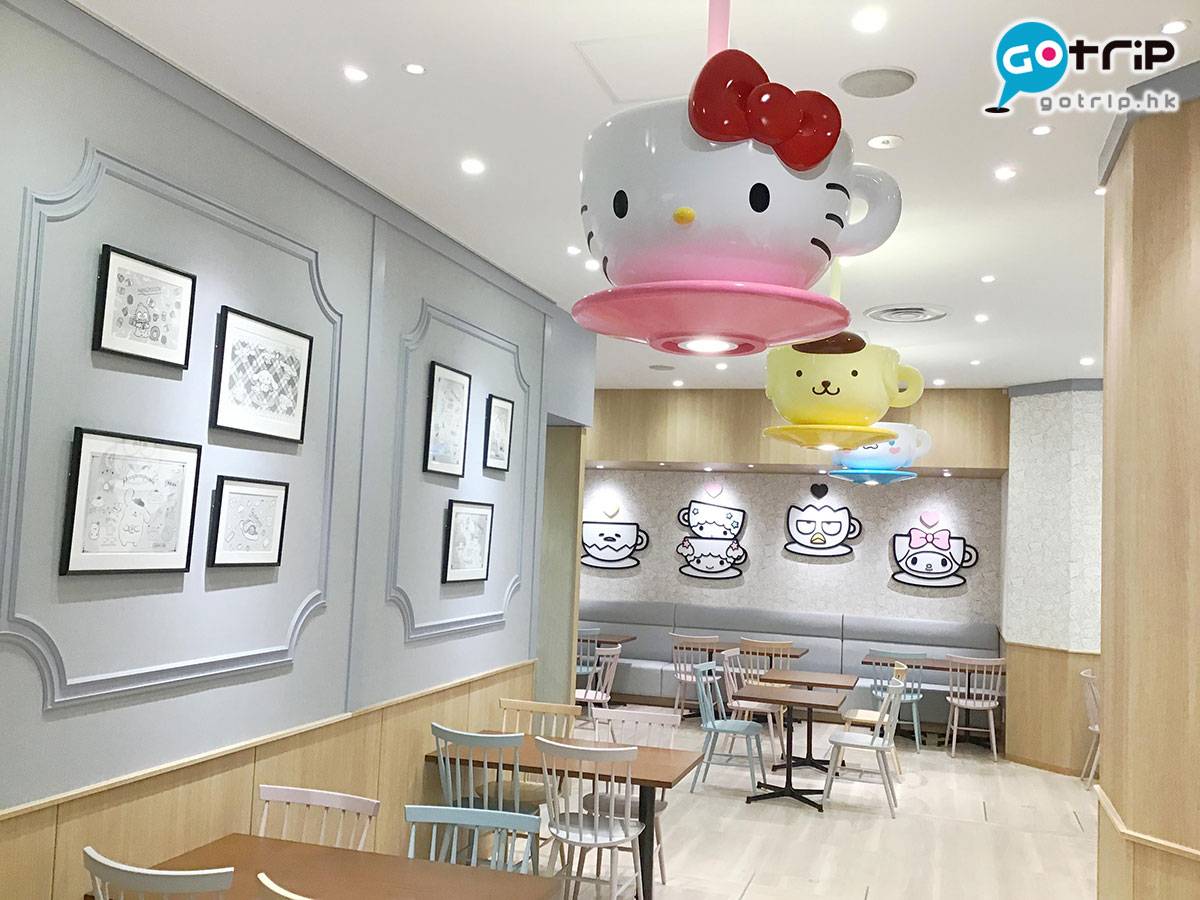 大大個Hello Kitty、布甸狗的杯形吊燈，最新在池袋開設的「SANRIO CAFE 」就是以SANRIO 眾多卡通人物為主角。