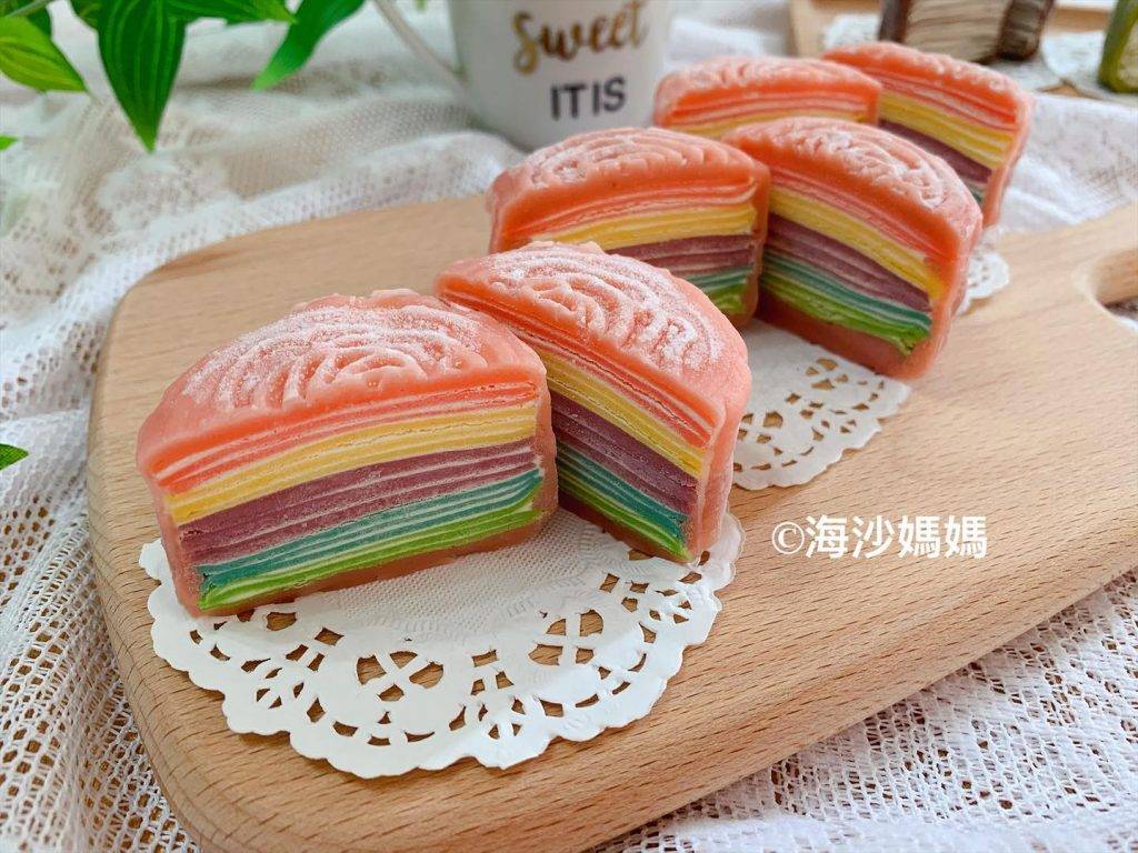 彩虹千層冰皮月餅食譜（圖片授權：海沙媽媽）