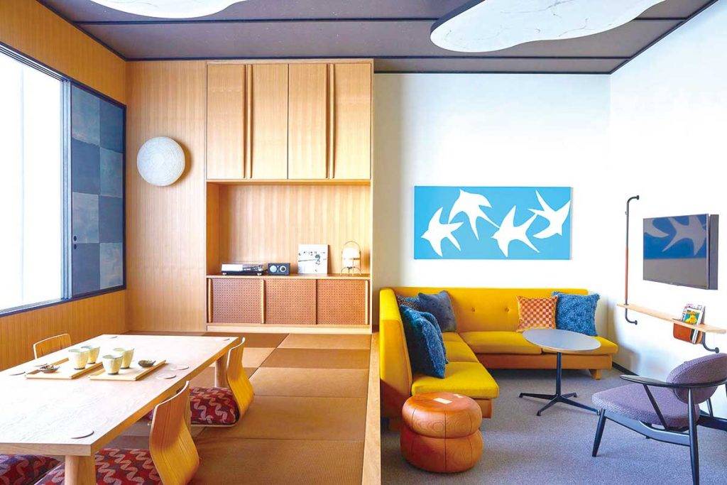 京都住宿 特別加入了日本元素的榻榻木客房「 Tatami Suite 」，和洋風格合二 為一。