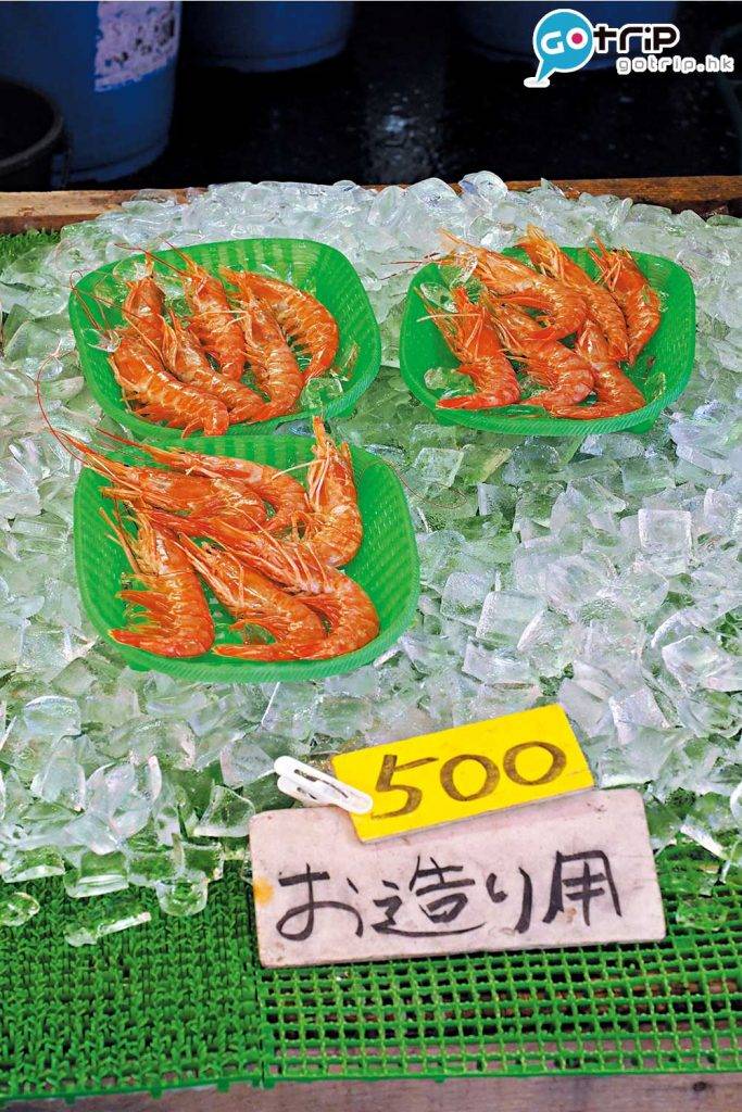 日本美食 刺身用赤蝦每盤¥500/HK$37