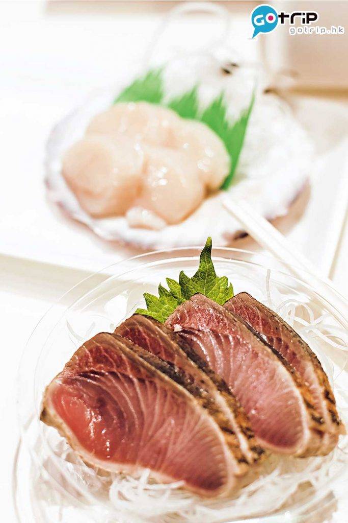 日本美食 鰹魚¥500/HK$37、帶子¥500/HK$37@近江町刺身市場