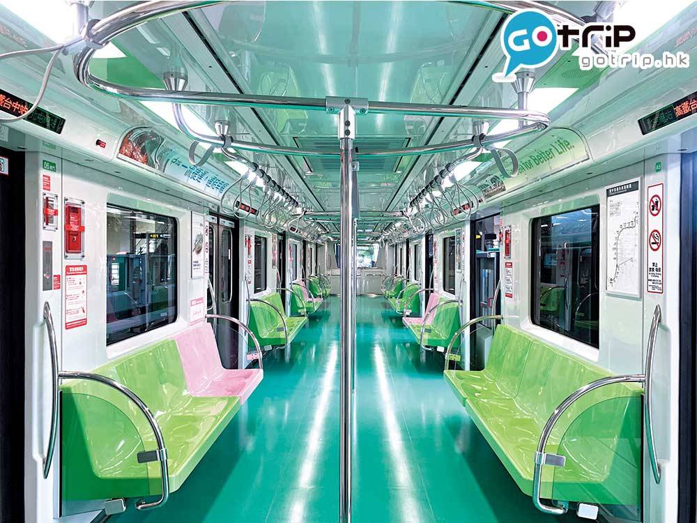 台中新捷運 從車身到車廂內部設計，都是以綠色為主調。