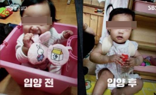 收養前後對照（圖片來源：韓國SBS《想知道真相》截圖）