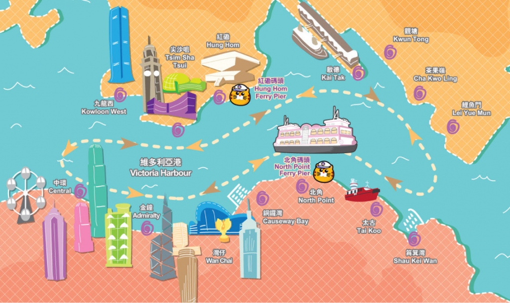 香港日落 維港遊 路線地圖