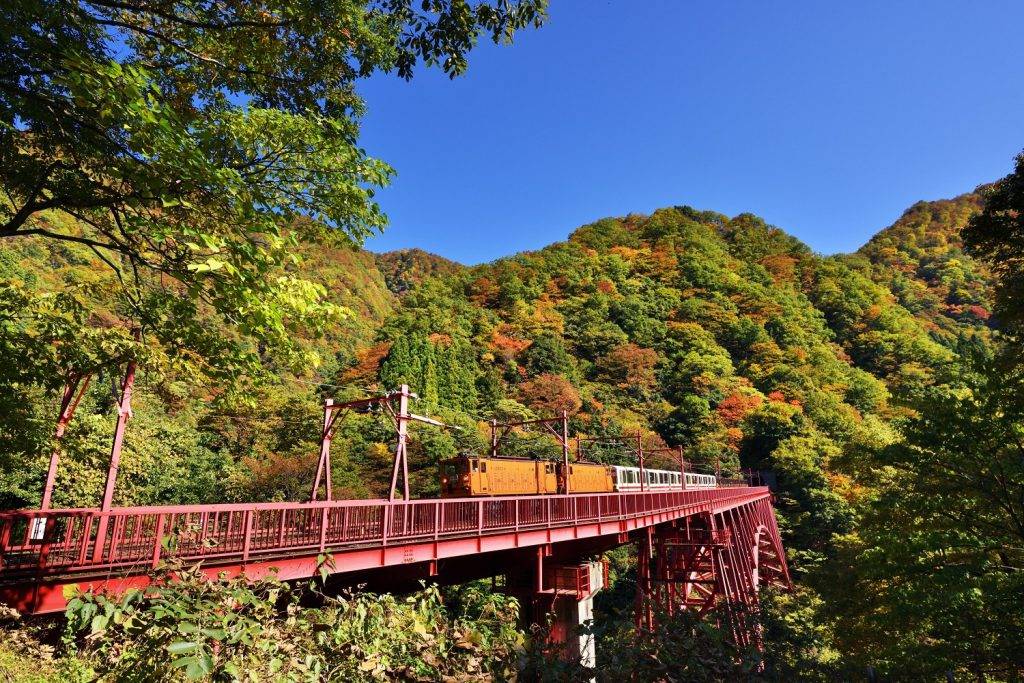 富山 宇奈月車站周邊的「やまびこ展望台」及山彦橋都是觀賞新山彥橋與百變秋色山巒的打龍位。