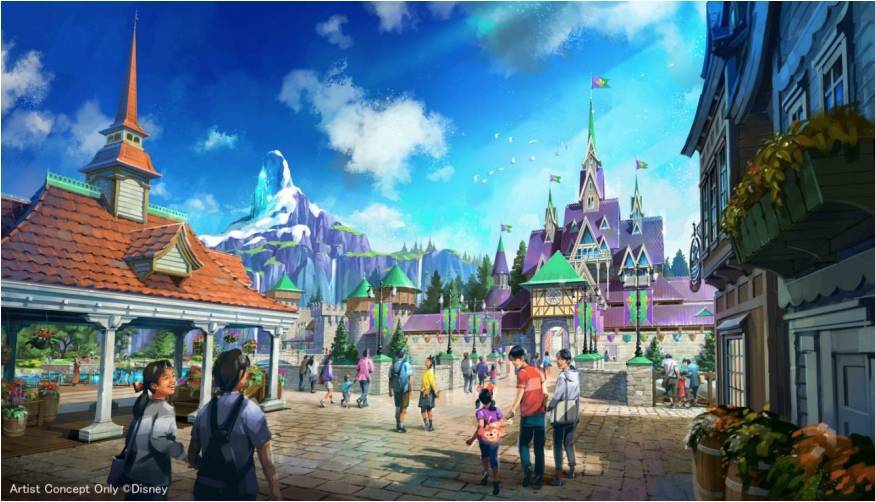 東京迪士尼 land 《冰雪奇緣》主題園區概念圖。