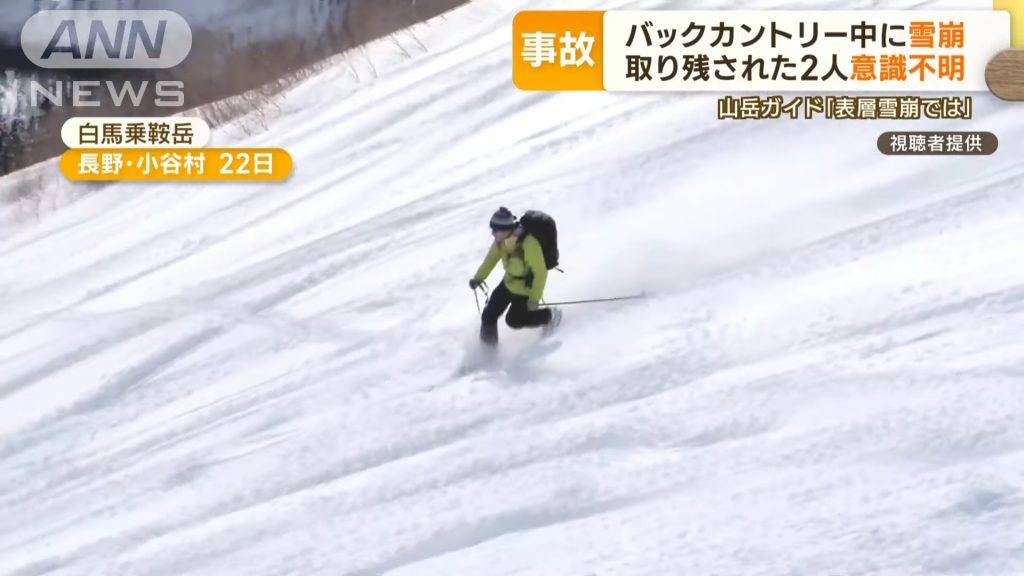 長野縣雪崩 長野縣 雪崩 《時事通信社》引述大町警察局消息指，3組外國人當時正在事故現場進行滑雪及單板滑雪。