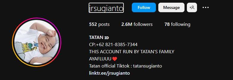 Tatan Tatan的Instagram追蹤人數超越人氣王姜濤一倍有多。