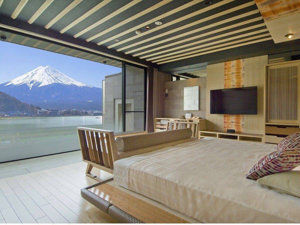 河口湖酒店 房間可以直接望到富士山。