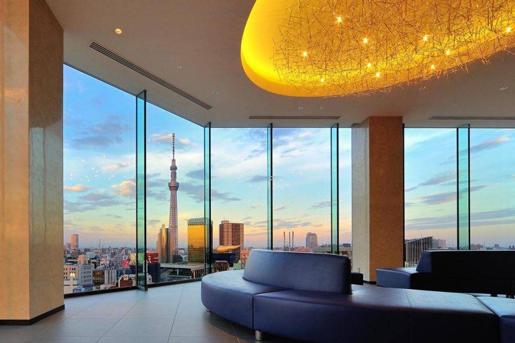 大阪溫泉酒店 熊本酒店 東京親子酒店 酒店的lobby、景觀餐廳、頂樓天台及部分房型均能看到晴空塔。
