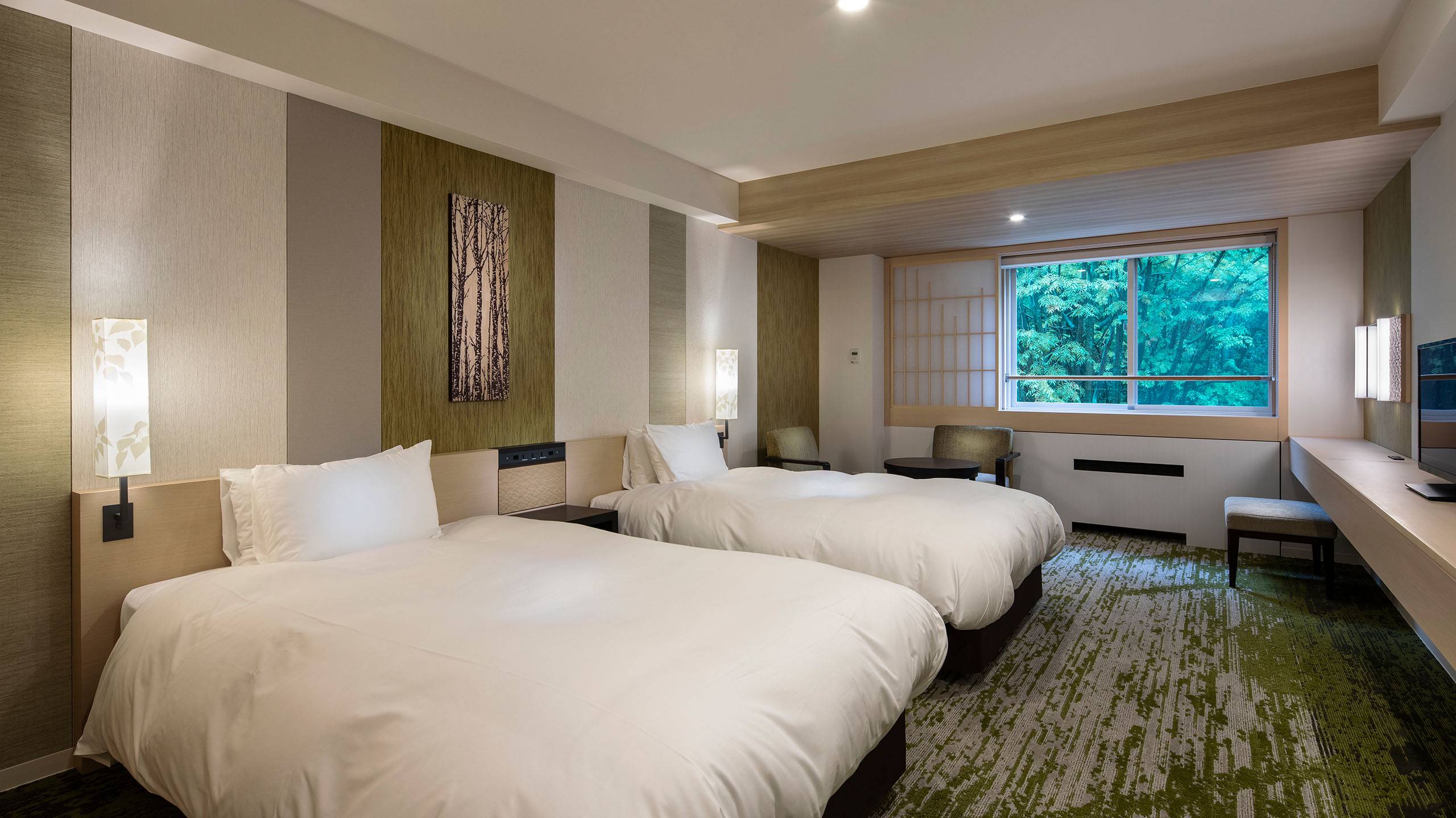 登別溫泉酒店 部份房間可以見到溫泉街或森林景觀