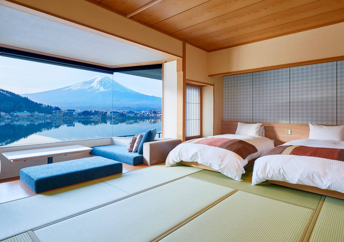 河口湖酒店 不付風呂的和室房間價格較相宜，也能欣賞到富士山