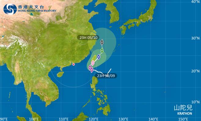 山陀兒會橫過呂宋海峽，進入南海東北部，並在今日逐漸轉向偏北方向移動，在明日登陸台灣南部，隨後橫過台灣，移向東海一帶