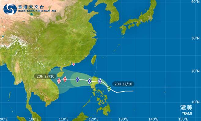 潭美會在明日逐漸增強並移向呂宋一帶