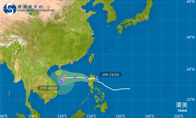 潭美會在今日橫過呂宋，隨後橫過南海中北部並逐漸增強，移向海南島一帶