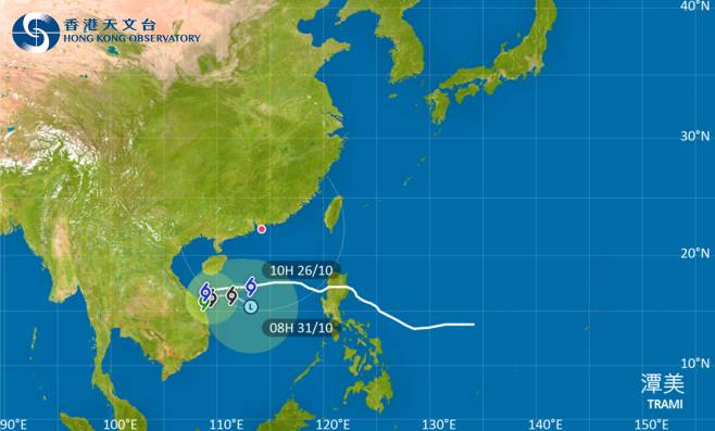 潭美會在今日橫過南海中北部並移向海南島以南海域