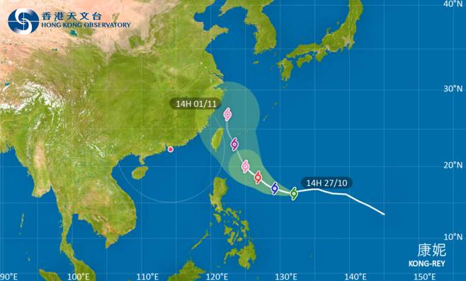 康妮會在未來數日大致移向台灣以東海域