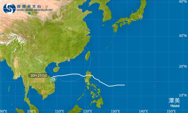 潭美會在今明兩日於越南中部沿岸徘徊並減弱