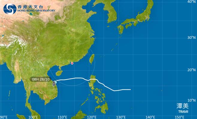 潭美會在今日於越南中部沿岸徘徊並逐漸消散