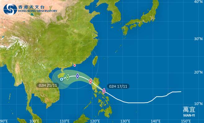 萬宜會在今明兩日橫過呂宋，進入南海中北部