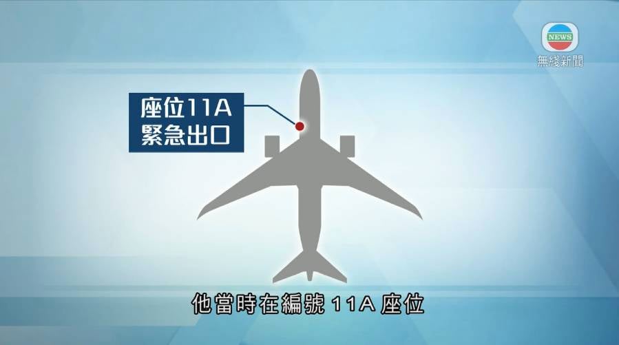 印度航空墜機 11a 美國《有線電視新聞網》(CNN)指出,11A座位正好位於「機翼樑下方」,是飛機撞擊地面時相對穩固的位置,這或許是他能逃過死劫的原因之一。(圖片來源:TVB新聞截圖)