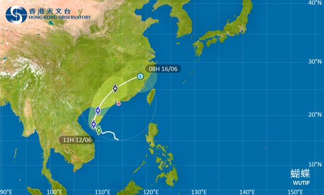 蝴蝶會在今日大致移向海南島並稍為增強，隨後移向北部灣至雷州半島一帶
