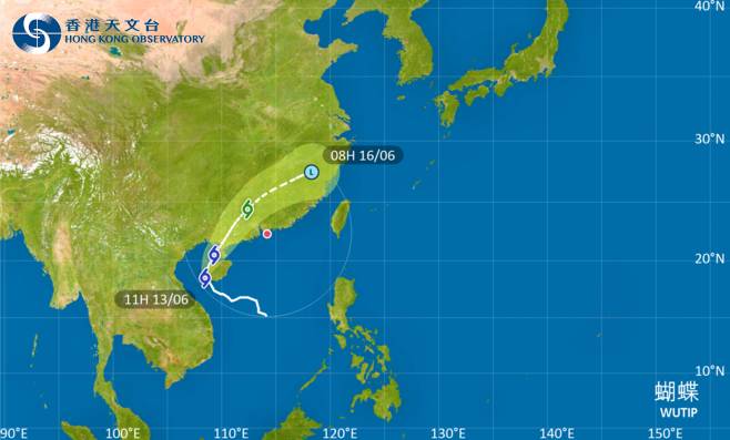 蝴蝶今日會掠過海南島西部沿岸，移向北部灣至雷州半島