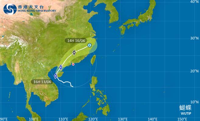 蝴蝶今日會掠過海南島西部沿岸，移向北部灣至雷州半島