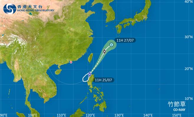 竹節草會在今明兩日橫過台灣以東海域，移向琉球群島一帶