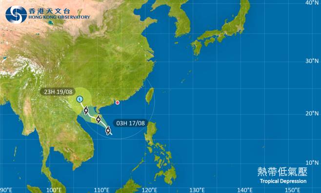 位於南海中北部的熱帶氣旋會在今日大致移向海南島一帶