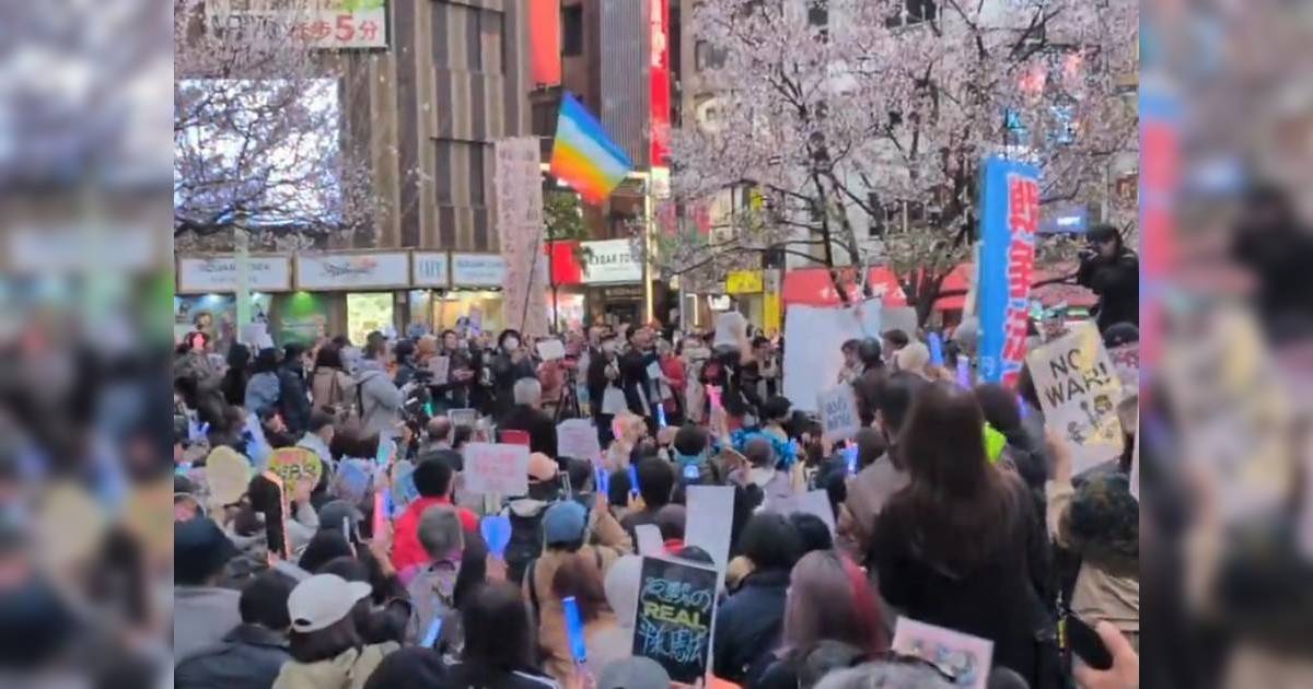 日本1400人上街示威